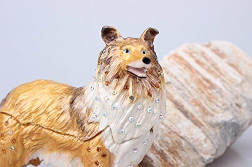 Znewlook Shepherd cachorro bejeweled binket caixa de cachorro cão cão de cachorro artesanal jóia caixa de bugigangas