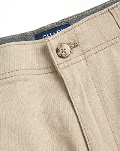 Shorts masculinos do Chaps - shorts cáqui clássicos de 7 Classic - frente plana acima dos shorts do joelho para homens