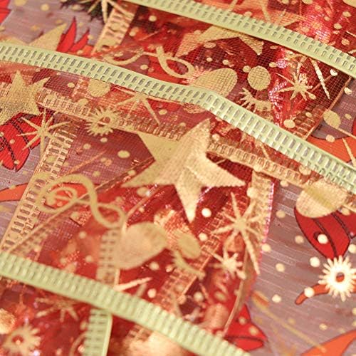 AMOSFUN 4 rolos de 2 cm de natal cetim fita bronzing pentagrama impressão de natal de seda de seda decoração de fitas