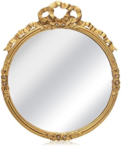 Nikky Home Gold Gold Pequeno espelho redondo de parede, 12 polegadas de decoração decorativa vintage de espelho de metal