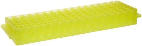 SP BEL-ART PCR reversível e rack de tubo de microcentrífuga; Para tubos de 0,2 ml ou 1,5-2,0 ml, 80 lugares, amarelo