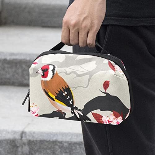 Carteira de bolsa de bolsa de viagem de caixa de transporte de caixa de transmissão de caixa USB Acessório de bolso de bolso, estilo chinês Blossoms Bird Bird