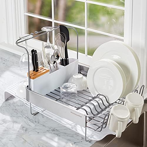 KitchenAid em tamanho real e secando rack de prato, 24 polegadas, branco