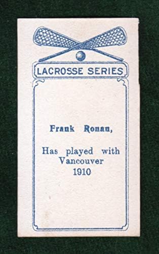 Frank Ronan Vintage Lacrosse Trading Card, Cartão de Cigarro Imperial Tobacco de 1910, Conjunto C60, Cartão #41. Equipe de Vancouver.