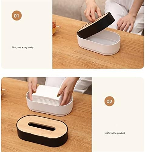 N/A White Living Room Desktop Japanese e Wood Tissue Box Box de papel