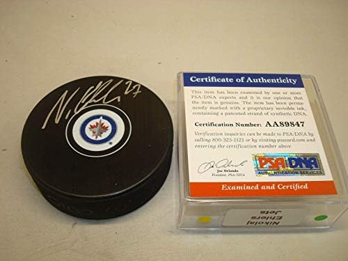 Nikolaj Ehlers assinou o Winnipeg Jets Hockey Puck PSA/DNA CoA 1D autografado - Pucks autografados NHL