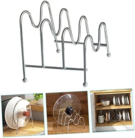 Alipis Acessório Placas de corte da tampa da cozinha do suporte para panela de panorâmica de aço de armazenamento de cozinha de aço