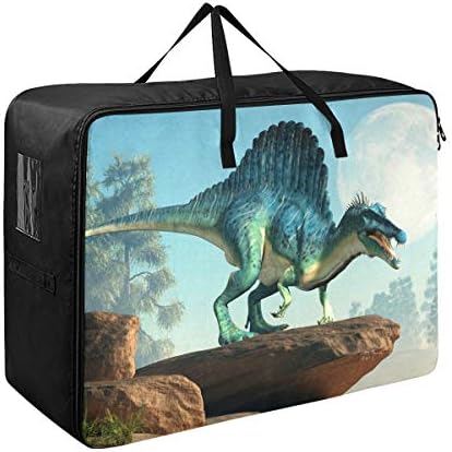 N/ A Bolsa de armazenamento de grande capacidade de N/ A - Lua Dinosaur Dinosaur Roupas Organizador de decoração Zipper movimentando a bolsa