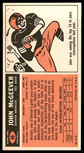 1965 Topps # 59 John McGeever Denver Broncos ex Broncos Auburn