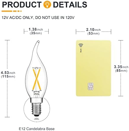 Tokcon 12V Baixa lâmpadas LED de tensão - Bulbos de 2700k - 4W e26 A19 e 2W e12 CA10 12V Bulbos de 12V 12v