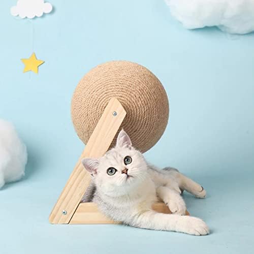 Gato scratcher brinquedo sisal natural gato arranhando a bola rotativa gato scratcher bola bola interativa de madeira sólida brinquedo de estimação para gato médio gato grande de brinquedos de cachorro
