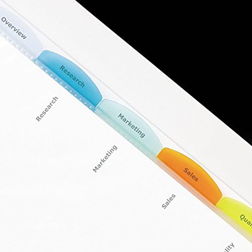 Wilson Jones View-Tab Divisadores transparentes, abas redondas multicoloridas de 5 tabs, um conjunto de 5 tabela,