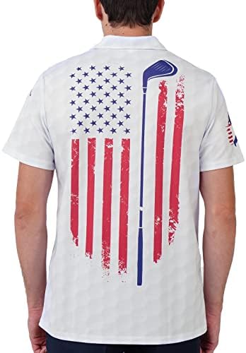 Camisas de golfe hivichi para homens camisa polo masculino engraçado swing patriótico camisa da bandeira americana louca pólo de impressão seca fit