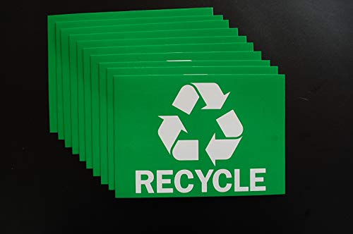 Reciclear adesivos de lixo etiqueta de adesivo - 5 x 3,5 - Resíduos de lixo à prova d'água da reciclagem - Ótimo para latas de lixo de aço de alumínio ou plástico de metal - latas de lixo interno e externo