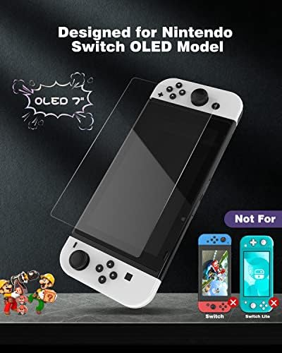 Protetor de tela de vidro temperado Aolion compatível com o Nintendo Switch OLED Modelo 2021, 3 Protetor de tela de vidro