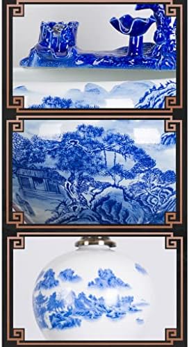 Tanque de peixes de aquário de aquário de bolha transparente Armário de cerâmica azul e branco paisagem de peixe