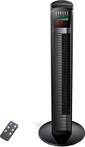 Tower Fan, Paris Rhône oscilando fã de refrigeração silenciosa com termostato digital remoto, timer de 12h, 3 velocidades