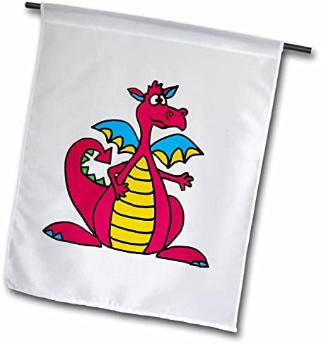 3drose All Smiles Art - Animais - Cartoon Dragão Red e Amarelo Funny Funny - Flags - Flags