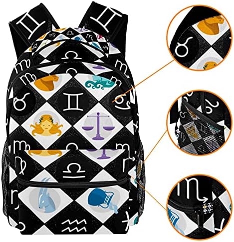 Mochila Niaocpwy para estudantes do ensino médio Trabalho causal de viagens Daypack Zodiac Astrologia Horoscope Constellation Stars