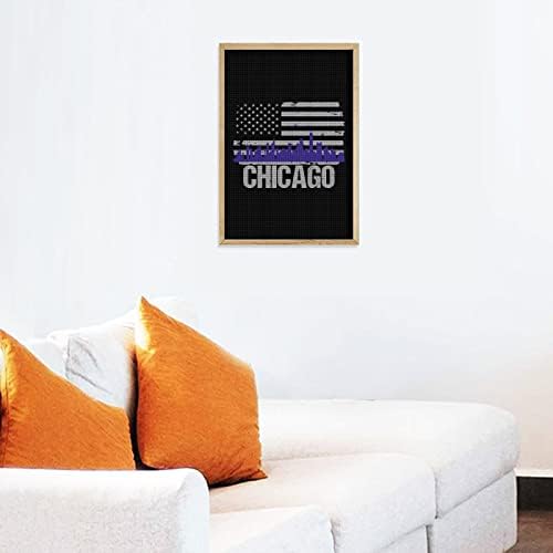 Kits de pintura de diamante decorativo da Bandeira Americana da Chicago Skyline Funnic 5D DIY DIAMENTO DIAMENTO PANTURAS DE DIVERSAS