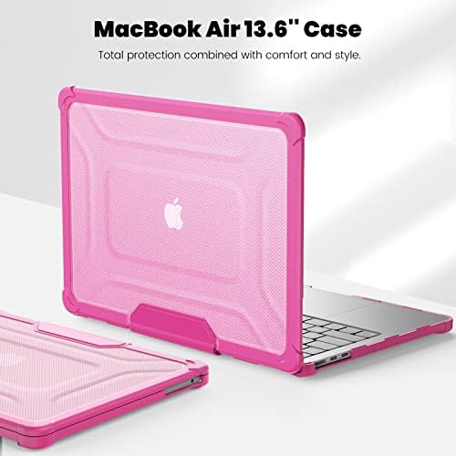 May Chen para MacBook Air 13,6 polegadas 2022 Modelo A2681 com M2 Chip & Touch ID, Bumpas de choque de choque de proteção dura para proteção pesada com capa de Kickstand + teclado, Sky Pink