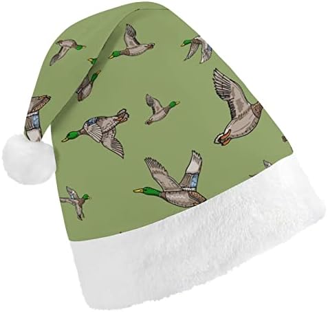 Mallard Duck Plexush chapéu de Natal travesso e bonitos chapéus de Papai Noel com borda de pelúcia e decoração de natal de revestimento