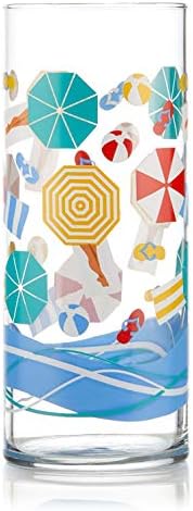 Libbey Vintage Beach Scene Cooler Glasses, 16 onças, conjunto de 4