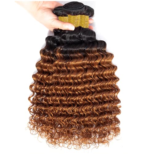 Pacotes de ombre de cabelo humano #1b/30 de onda profunda os feixes de cabelo humano 26 28 30 polegadas brasileiras #1b/30 pacotes de cabelo doule extensão de trama dois tom de onda profunda e marrom