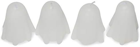 Transpac Halloween White Face Face Ghost 6,6 x 5,5 Cera Decorativa Conjunto de vela de mesa
