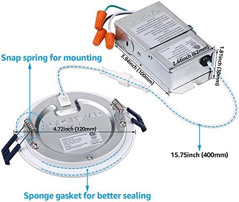 Torchstar 16 pacote de 4 polegadas de 4 polegadas LED LED LUZ RECUTADO COMETO COM SERIES ESSENCIAL DA CAIXA DE JUNÇÃO,