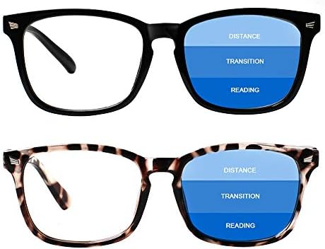 Henotin 2-Pack Progressive Multifocus Reading Glasses Blocking Mulheres/homens, Spring Hinge Multifocal Computer Readers