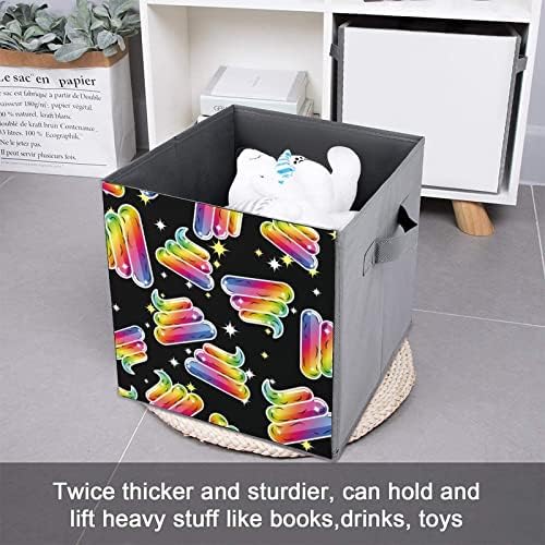 Cubos de armazenamento de cocô de fábula arco -íris com alças bancos de tecido dobráveis ​​Organizando cestas para prateleiras Closet
