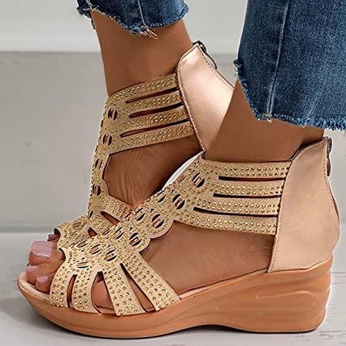 Sandálias de geléia de shinestone waserce para mulheres moda vintage ladies fora feminino zip zip de sapatos externos sandals