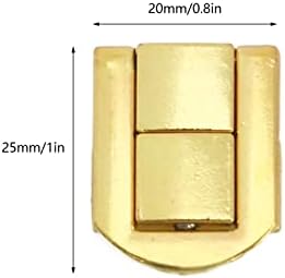 KUMGROT 6PCS TOLGLE DE BRASS CATCH Lock retro Decorativo Hasp Lock para caixa de mala Jóia com parafusos Golden HASP 25
