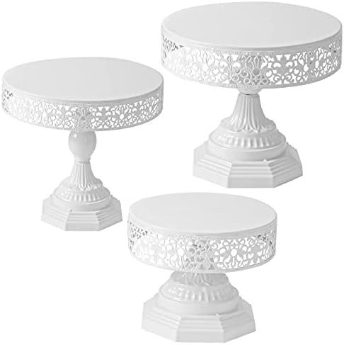 Weharnar White Bolo Stand Stand - 3 PCs Cupcakes de metal para a mesa de sobremesa Round Round Gorgeous Sobessert Stands