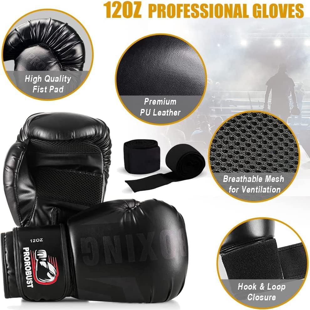Bolsa de perfuração do Prorobust, bolsa de boxe pesada de 4 pés PU com luvas de 12 onças de corrente estendida para MMA Boxing