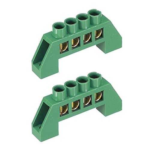 Meccanixity Terminal Solding Block Block Block Brass Strip 4 Posições verde para pacote de distribuição elétrica de 2