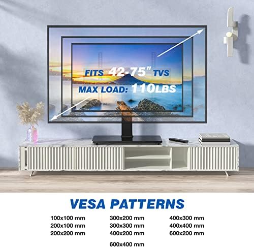 RFIVER UNIVERSAL SPORT STAND STAND STAND STAND TV PARA 42-75 polegadas LCD TV LED até 110 libras -Substituição de suporte central ajustável de HEAW -HEIL