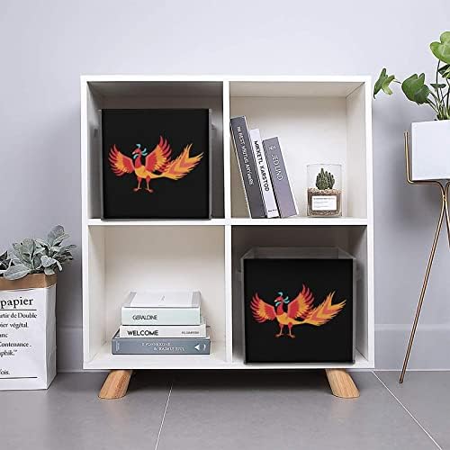 Fire Phoenix Canvas Cestas de Organizador de Armazenamento Phoenix com alças para carro de escritório em casa