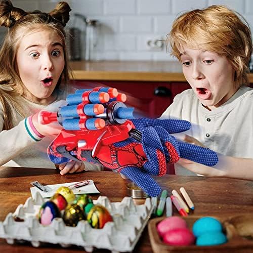 Luvas de aranha Man Shooter Web Shooter Toy for Kids, Spider Kids Plastic Cosplay Launcher Glove Hero Filme Lançador de