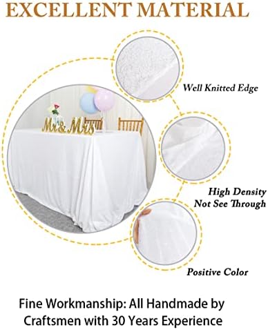 Toque de tabela de lantejinhas retângulo 90''x132 '' toalha de mesa branca Toclagem de mesa de glitter para festas Tampa de