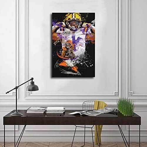 Ja'marr Chase Poster Football Picture Canvas Poster Arte da parede Decoração de impressão de impressão para a sala Decoração do quarto de estar Defino: 12x18inch