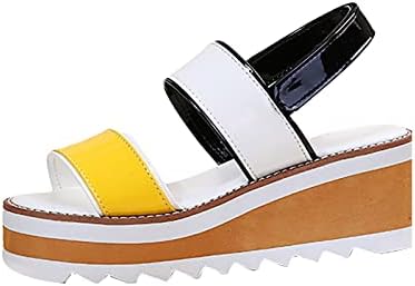 Plataforma de alça de tornozelo feminino Sandálias de cunha de cunha de verão escorrega em sandálias Plataforma confortável elástica costura