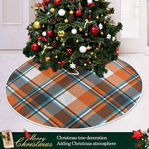 Decoração da saia da árvore de Natal de Alaza, Pequena Mini Tree Saia Ornamento de 35,4 polegadas com xadrez laranja Plaid