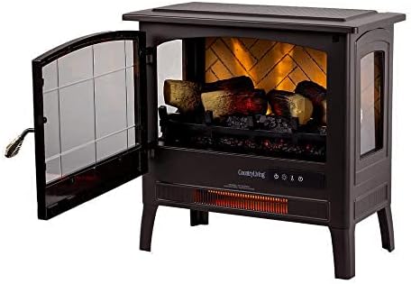 Aquecedor de fogão a lareira elétrica infravermelha viva e viva em bronze | Fornece calor da zona suplementar com cores remotas