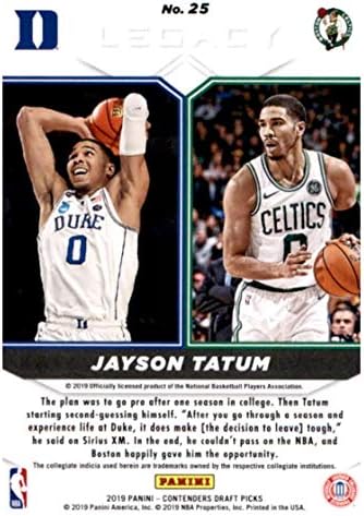 2019-20 Panini Condores Draft Picks Legacy 25 Jayson Tatum Boston Celtics/Duke Blue Devils Basketball Card