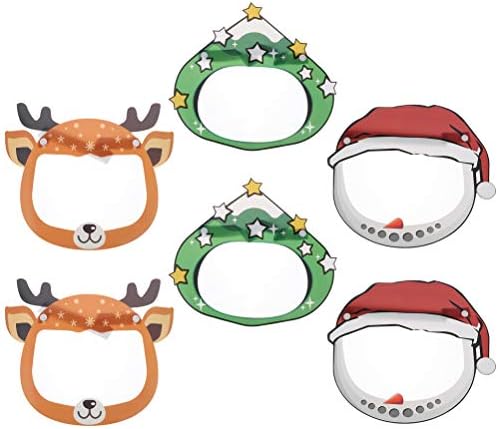 Abaodam 1 Conjunto 6 PCs Máscaras de Natal Cartoon Crianças Máscaras Elk Snowman para decoração de Natal