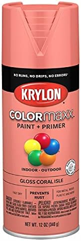 KRYLON K05514007 COLORMAXX Pintura e primer para uso interno/externo, Ilha de coral brilhante 12 onças