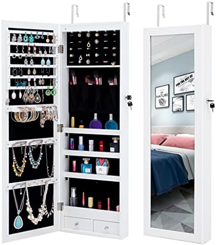 Dann Three Cores Fashion Fashion Jewelry Storage Gabinet com luzes LED pode ser pendurado na porta ou na parede