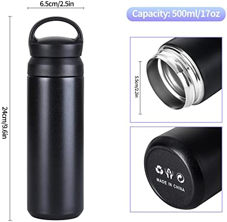 Garrafa de água isolada de aço inoxidável Befoy 17oz | Flask Thermo sem 500 ml de BPA para bebidas quentes e frias | Garrafa